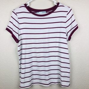 🆕 Maurices Super Soft Maroon & White Striped Tee